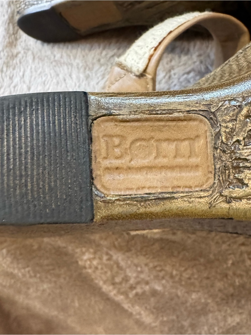 Born Cream Textured Strap Wedge Sandals - Picture 3 of 5